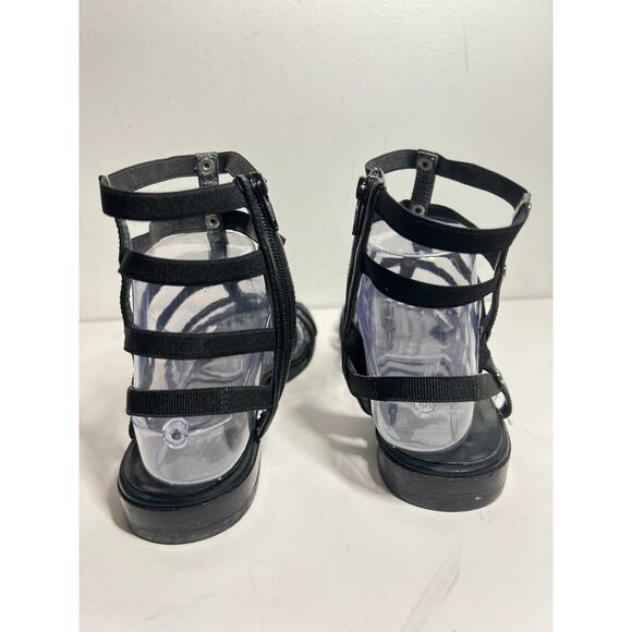 Stuart Weitzman Black Leather Caesar Gladiator Inside Zip Sandals Shoes Size 7 - Picture 6 of 9